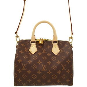 Louis Vuitton 2way Leather Monogram Speedy Bandouliere Bag Brown